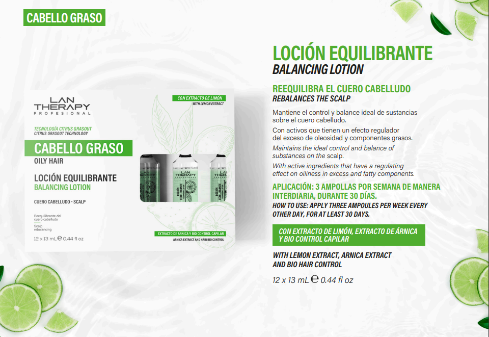 Lan Therapy Professional Loción Equilibrante para Cabello Graso Ampolla 0.44 oz 9530200120