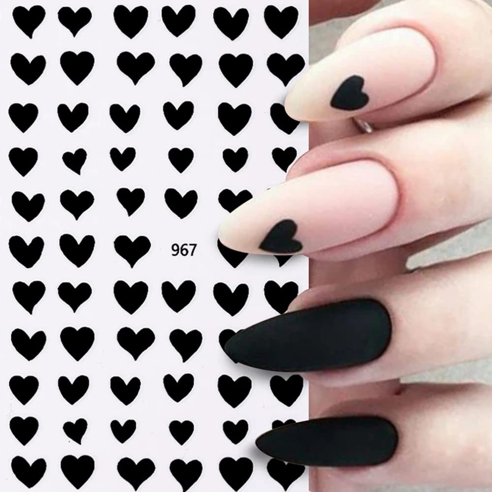 Joyful Nail Stickers 3D para Uñas Corazones Negros 967