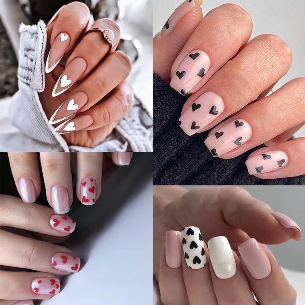 Joyful Nail Stickers 3D para Uñas Corazones Negros 967
