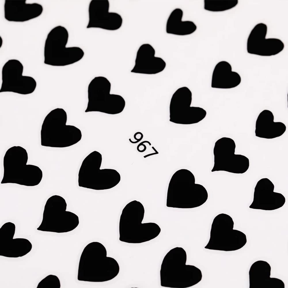 Joyful Nail Stickers 3D para Uñas Corazones Negros 967