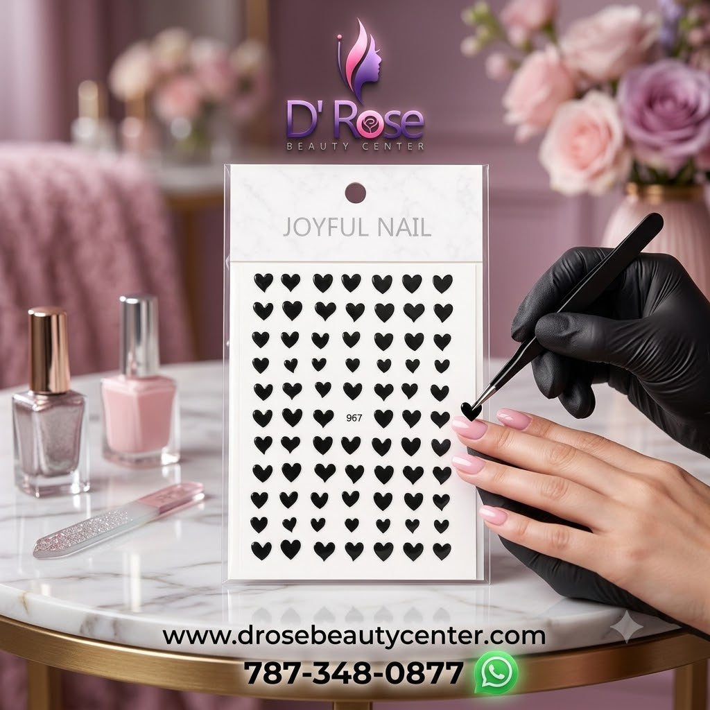 Joyful Nail Stickers 3D para Uñas Corazones Negros 967