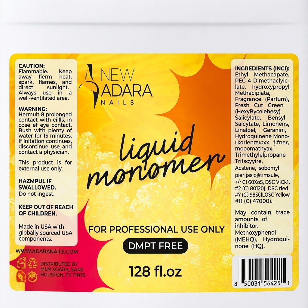 New Adara Nails Liquid Monomer DMPT Free 128 fl oz – A-NM128