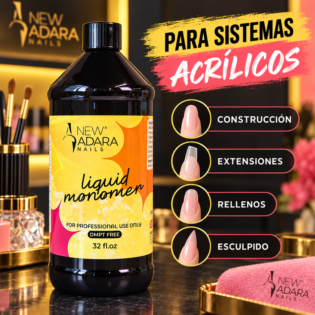 New Adara Nails Liquid Monomer DMPT Free 32 oz – A-NM32