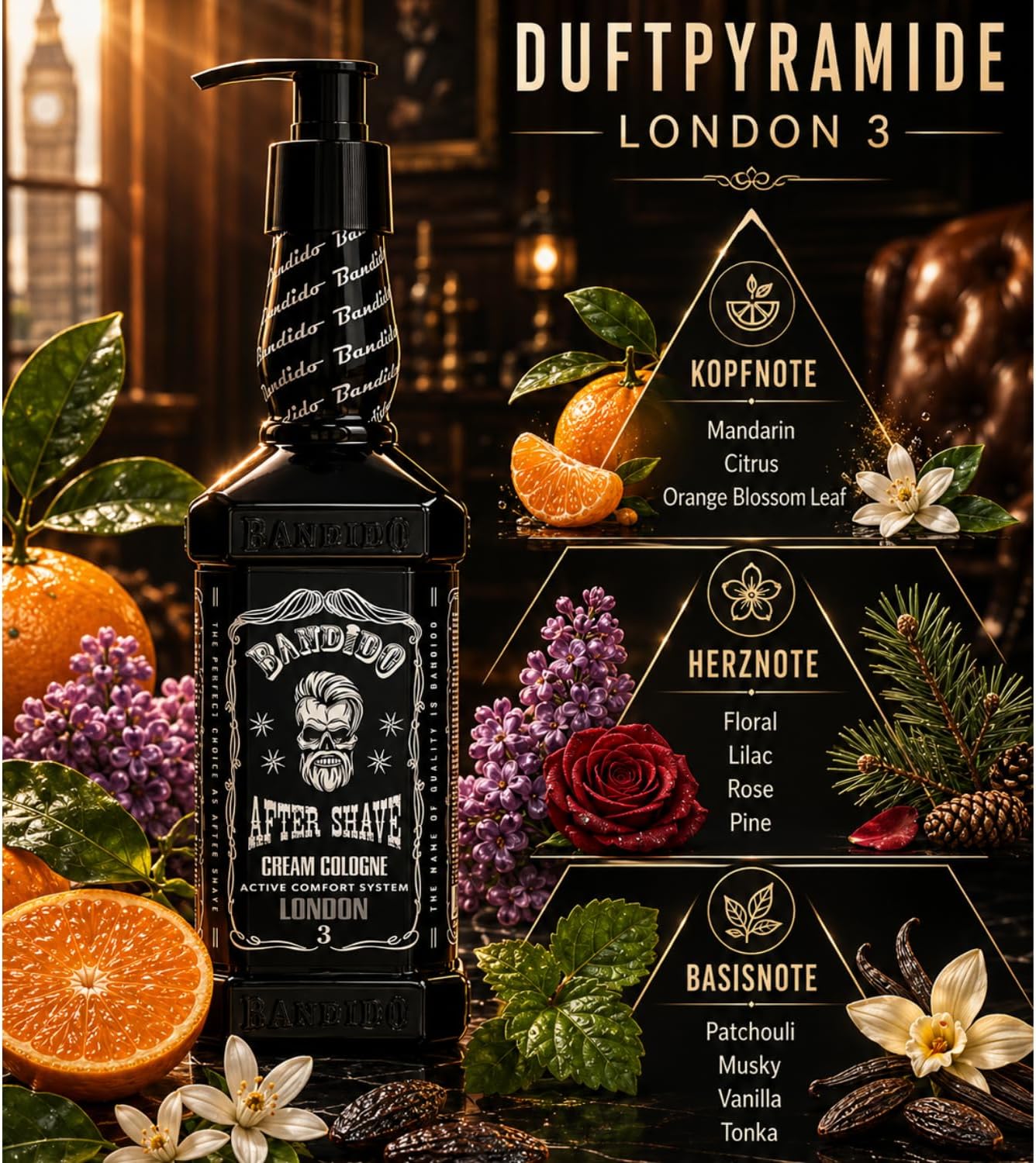 Bandido After Shave Cream Cologne London 3 11.83 oz – Crema Colonia para Después del Afeitado