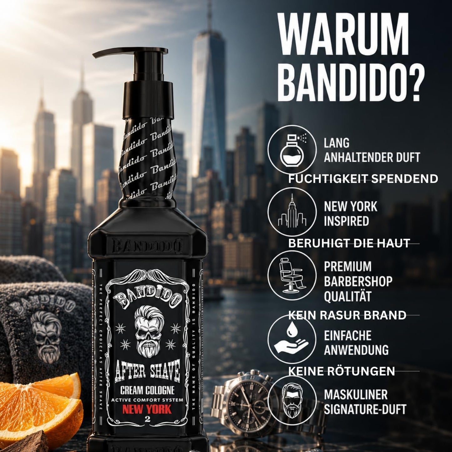 Bandido After Shave Cream Cologne Extreme / New York 11.83 oz – Crema Colonia Refrescante para Después del Afeitado