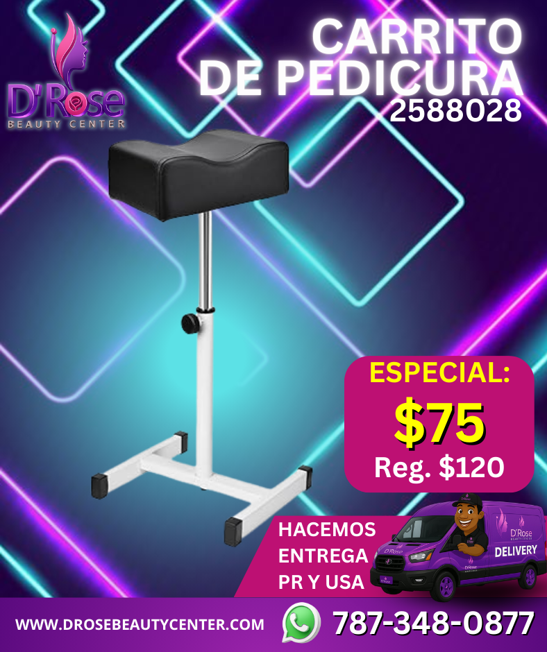 🖤 Carrito Auxiliar de Pedicura – Beauty Style (2588028) | Altura Ajustable + Cojín Ergonómico