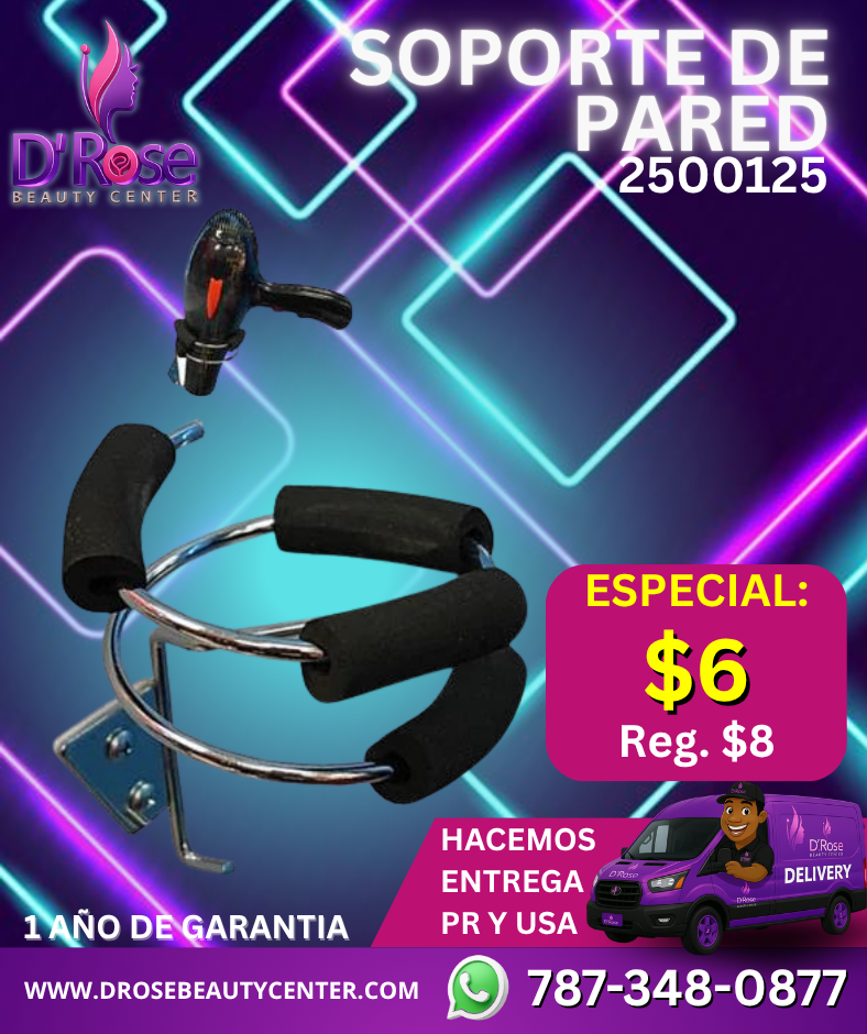 🔧 Beauty Style – Soporte de Secador de Pared con Anilla Doble | Modelo 2500125