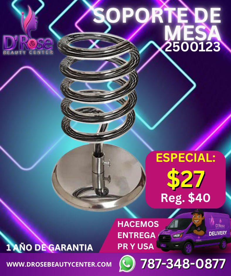 🔩 Beauty Style – Soporte de Secador de Mesa en Acero Inoxidable | Modelo 2500123