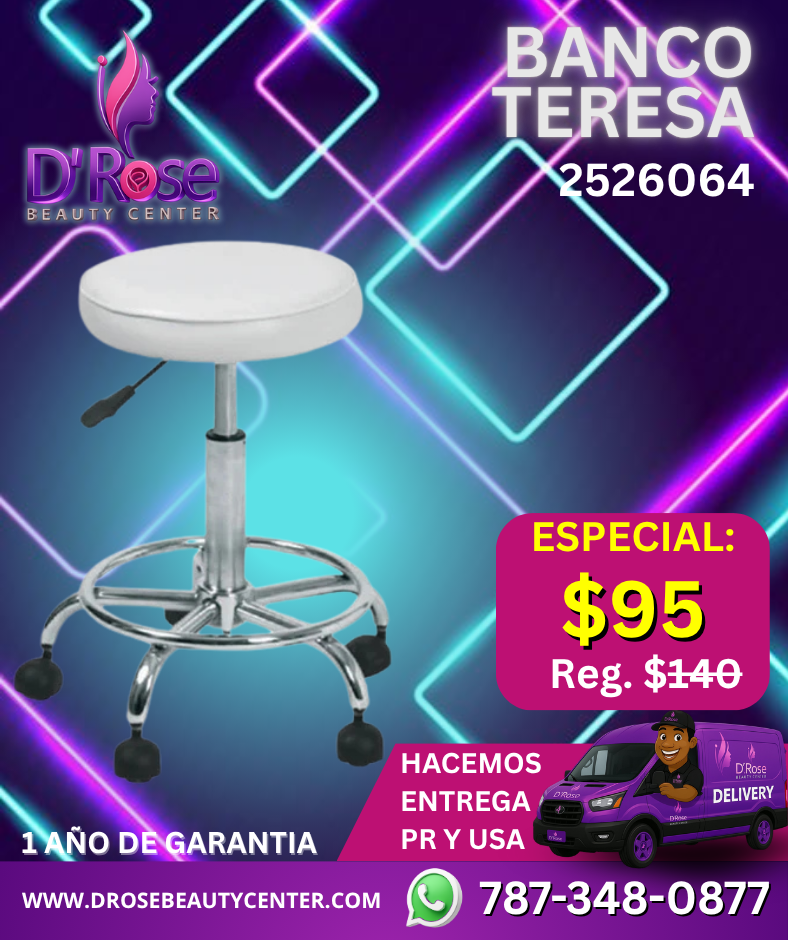Banco Teresa para Estilista o Manicurista 2526064 – Comodidad, Estilo y Movilidad