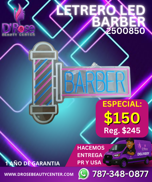 💈 Letrero LED Barbero “BARBER” – Modelo 2500850