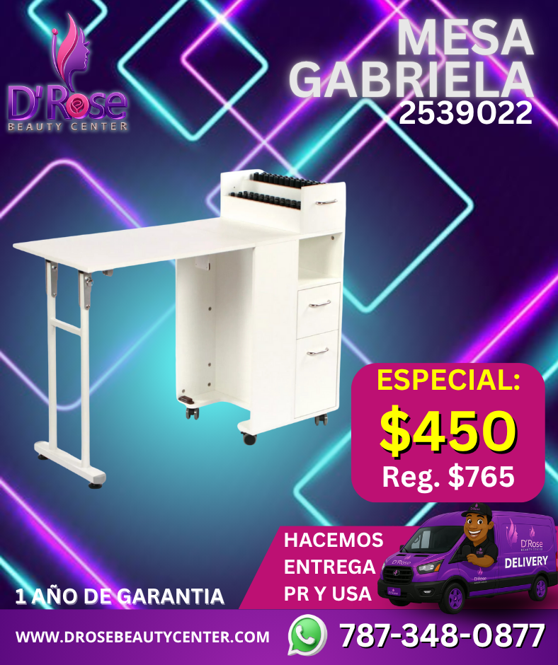 💅 MESA GABRIELA PARA MANICURISTA O TÉCNICA DE UÑAS – MODELO 2539022
