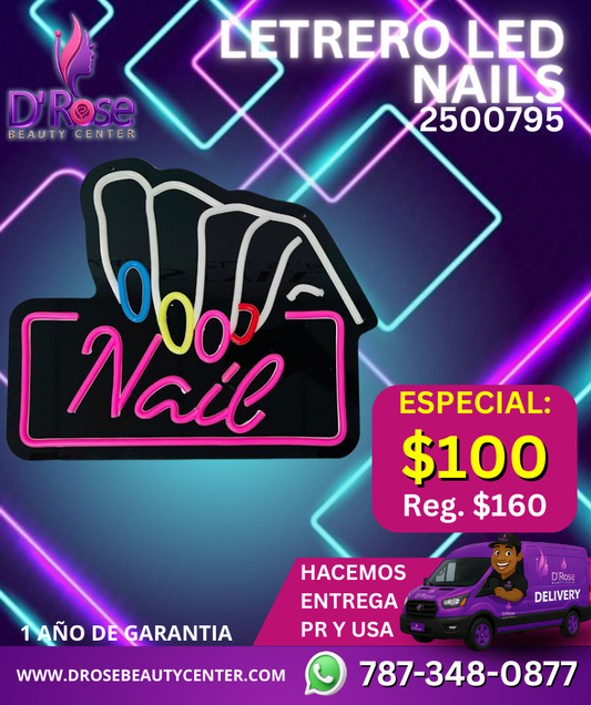 💡 LETRERO LED NAILS | MODELO 2500795