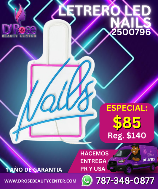 💡 LETRERO LED NAILS – MODELO 2500796