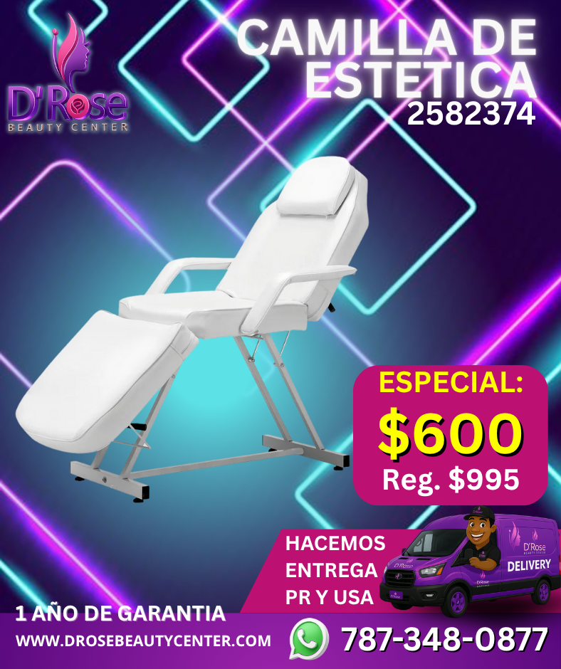 ✨ Beauty Style Camilla Estética Blanca 3 Posiciones – Profesional, Reclinable y Ergonómica 💆♀️