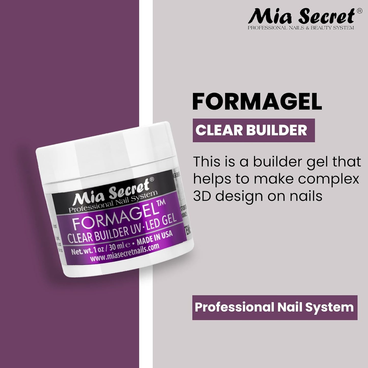 💅✨ Mia Secret® Formagel Clear Builder UV-LED Gel 0.5 oz (15 ml) (BG-05) — Gel Constructor Profesional para Extensiones y Escultura de Uñas ✨💅