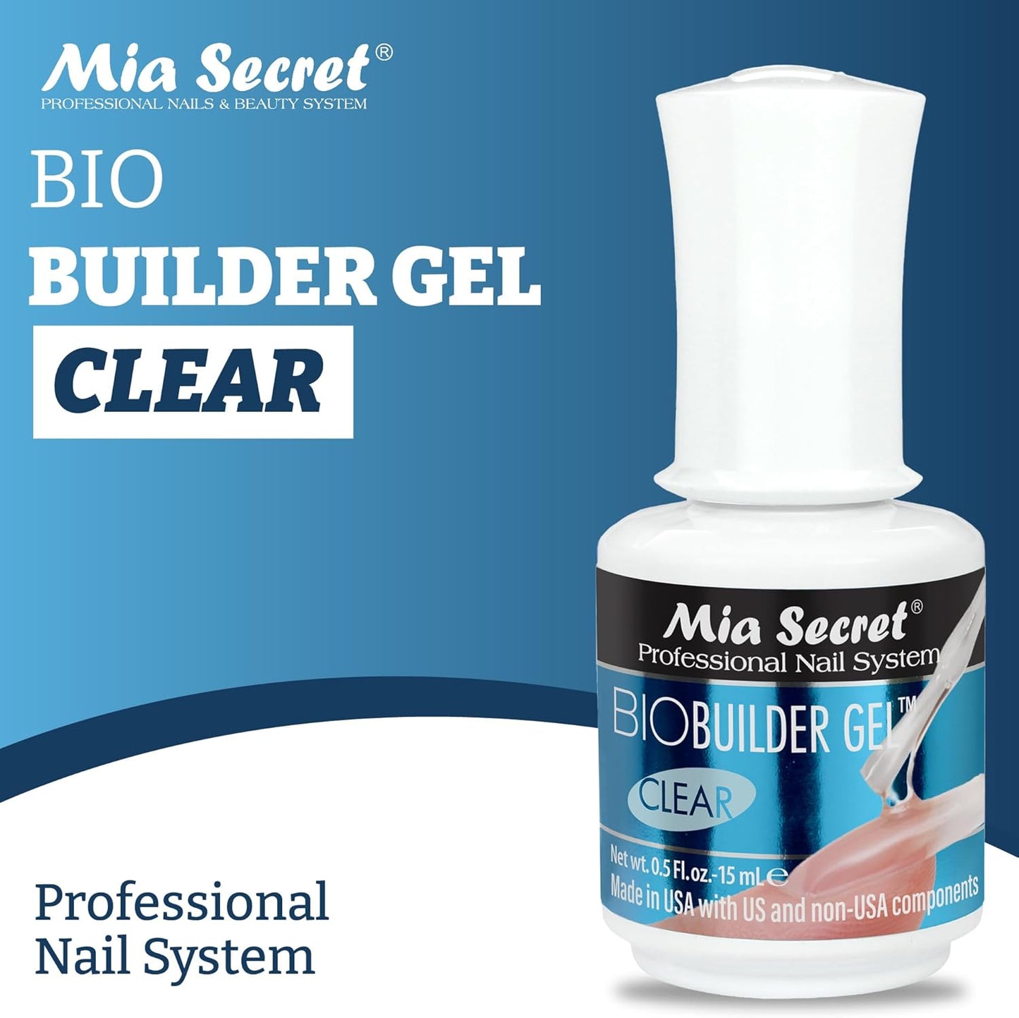 💅✨ Mia Secret BIO BUILDER GEL CLEAR 0.5 oz (BG-70) – Sistema Dipping Profesional Sin Monómero ✨💅