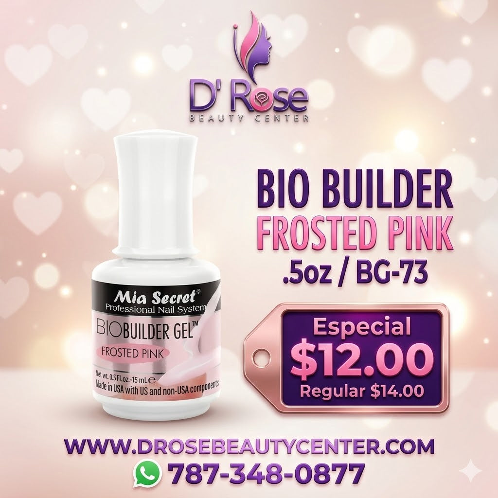 💅✨ Mia Secret® BIO BUILDER GEL Frosted Pink 0.5 oz (15 ml) (BG-73) — Gel Constructor Profesional para Extensiones y Escultura de Uñas ✨💅