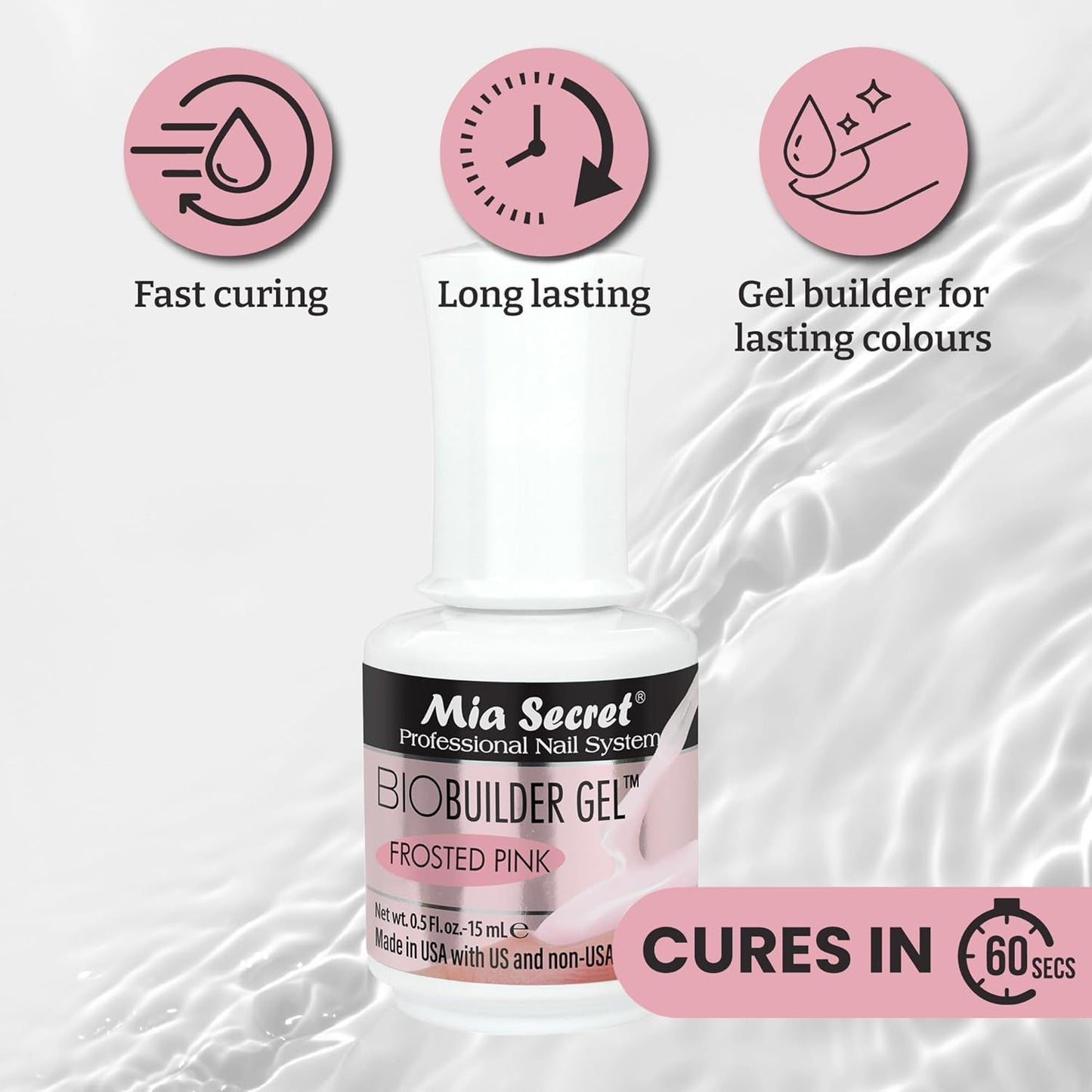 💅✨ Mia Secret® BIO BUILDER GEL Frosted Pink 0.5 oz (15 ml) (BG-73) — Gel Constructor Profesional para Extensiones y Escultura de Uñas ✨💅