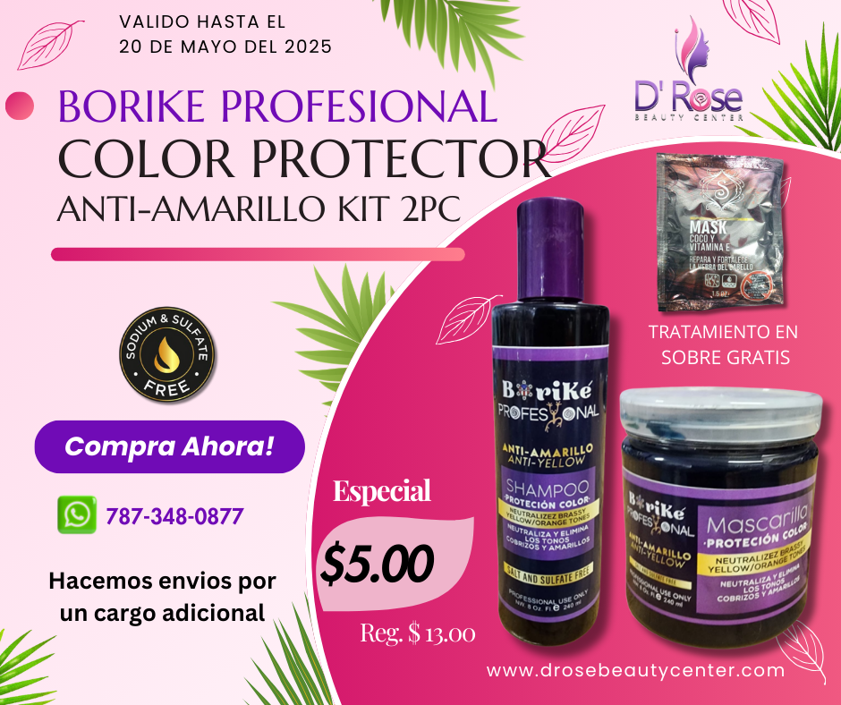 BORIKE PROFESSIONAL COLOR PROTECTOR ANTI-AMARILLO KIT DE MANTENIMIENTO 2PC BPCPAAK2