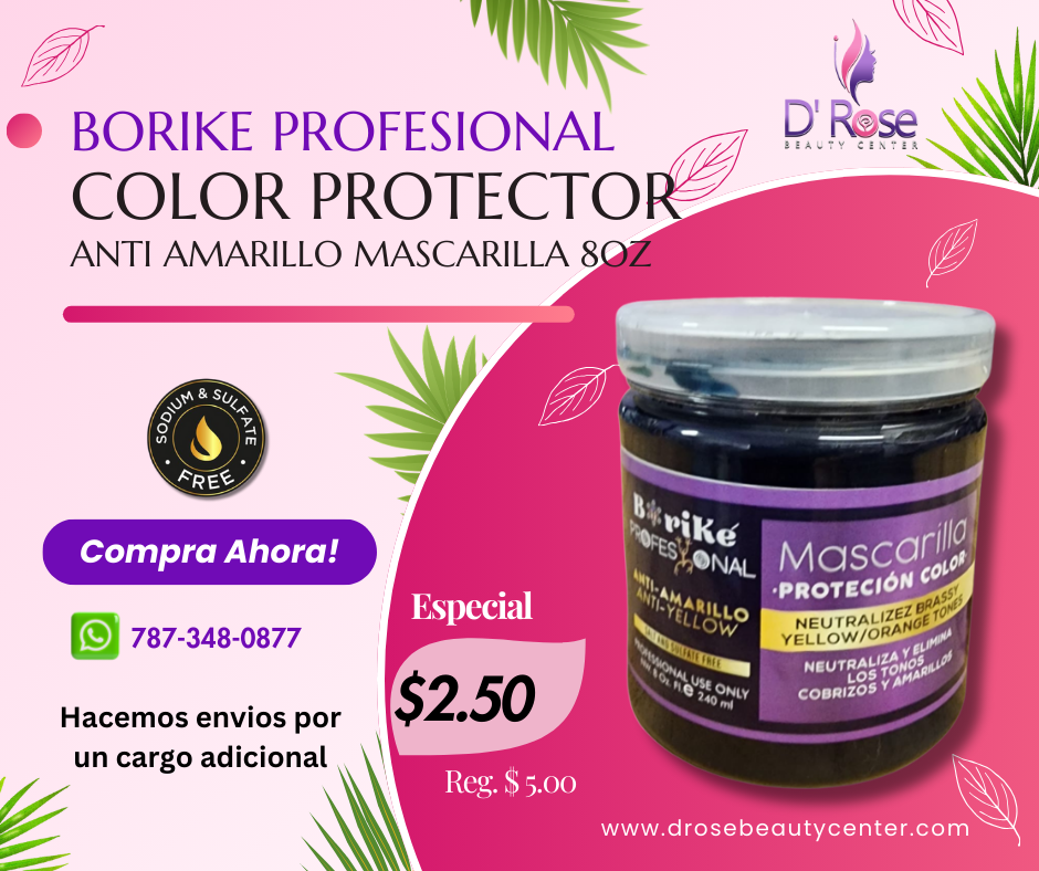 BORIKE PROFESSIONAL COLOR PROTECTOR ANTI-AMARILLO MASCARILLA 8OZ BPCPAAM8