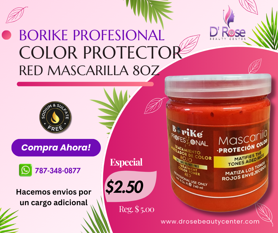 BORIKE PROFESSIONAL COLOR PROTECTOR ROJO MASCARILLA 8OZ BPCPRM8