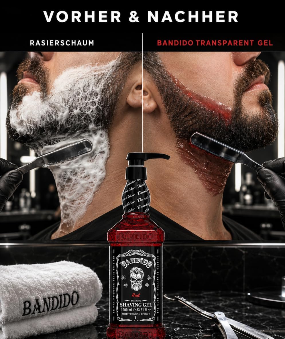 Bandido Shaving Gel Red 33.81 oz – Gel Transparente Profesional para Afeitar