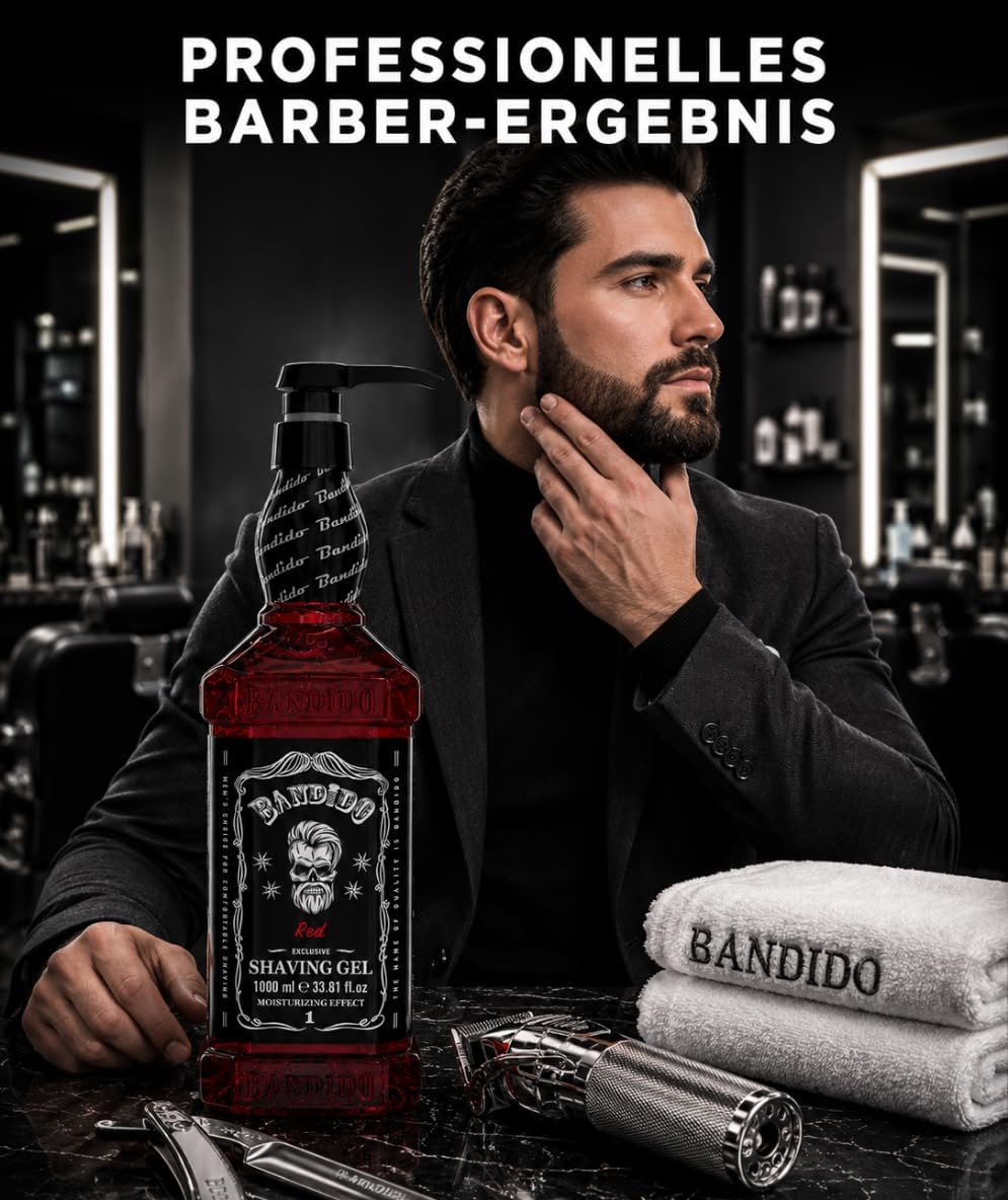 Bandido Shaving Gel Red 33.81 oz – Gel Transparente Profesional para Afeitar