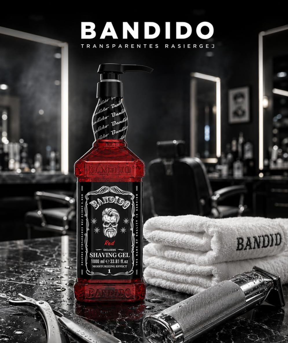 Bandido Shaving Gel Red 33.81 oz – Gel Transparente Profesional para Afeitar