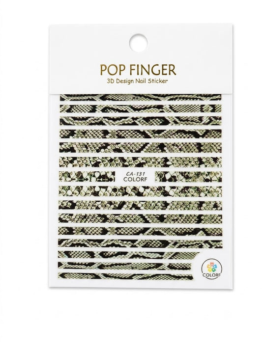 Pop Finger 3D Design Nail Stickers CA-131 – Tiras Animal Print Serpiente