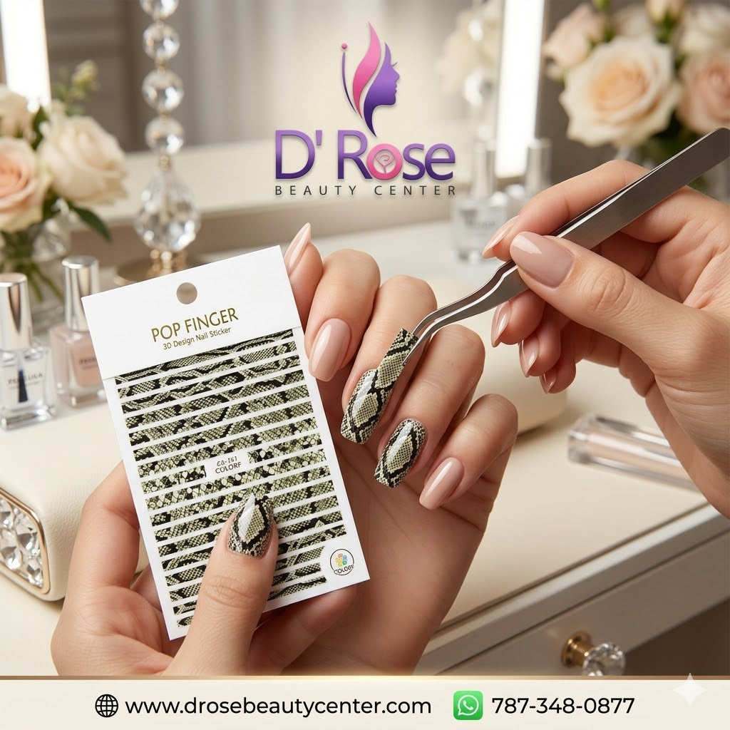 Pop Finger 3D Design Nail Stickers CA-131 – Tiras Animal Print Serpiente