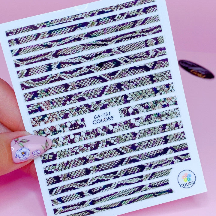 Pop Finger 3D Design Nail Stickers CA-131 – Tiras Animal Print Serpiente