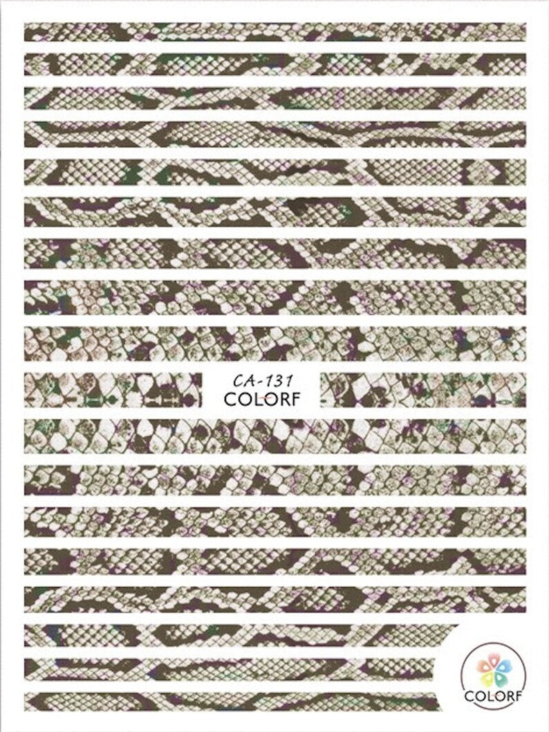 Pop Finger 3D Design Nail Stickers CA-131 – Tiras Animal Print Serpiente
