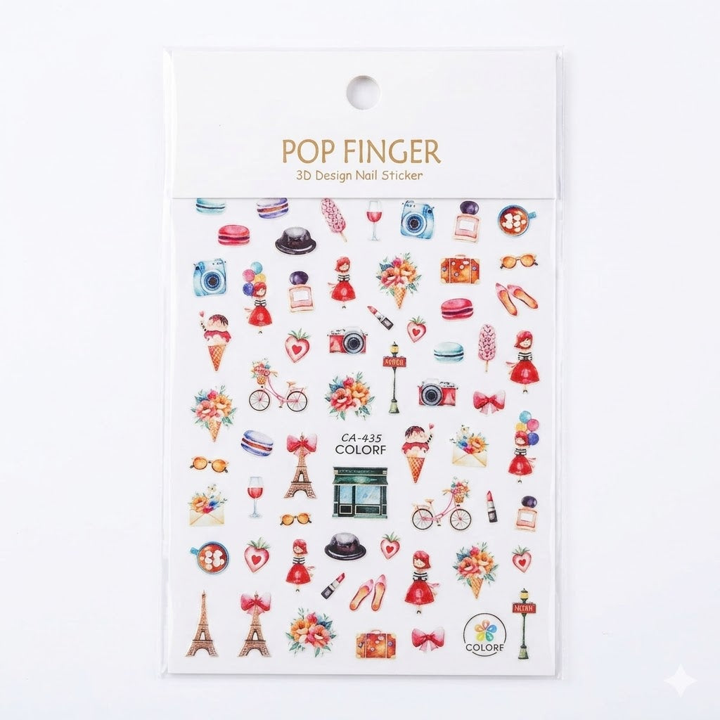 Pop Finger 3D Design Nail Stickers CA-435