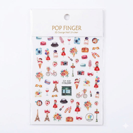 Pop Finger 3D Design Nail Stickers CA-435