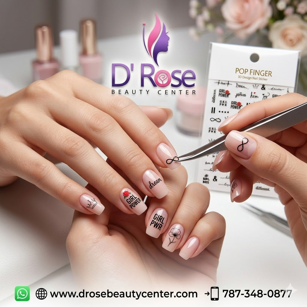 Pop Finger 3D Design Nail Stickers CA-626 – Frases Girl Power y Girl Boss