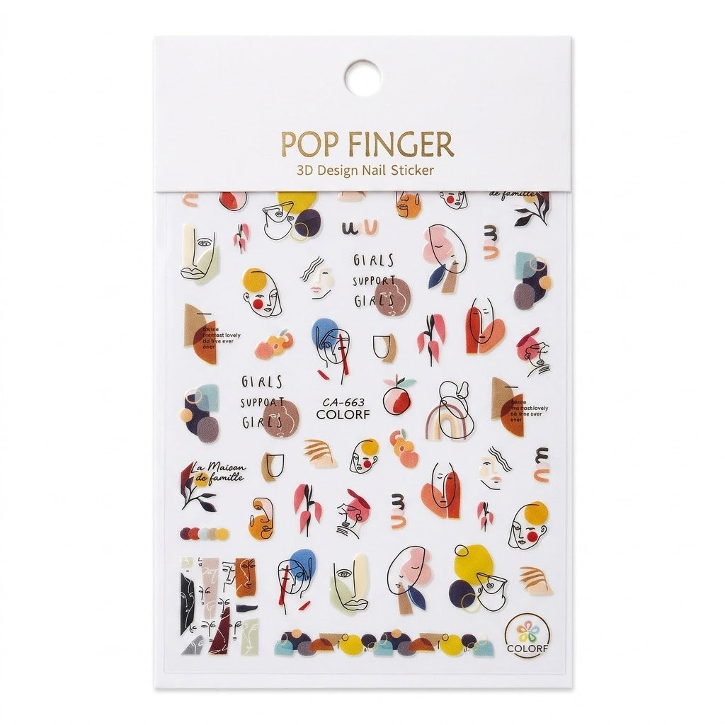 Pop Finger 3D Design Nail Stickers CA-663