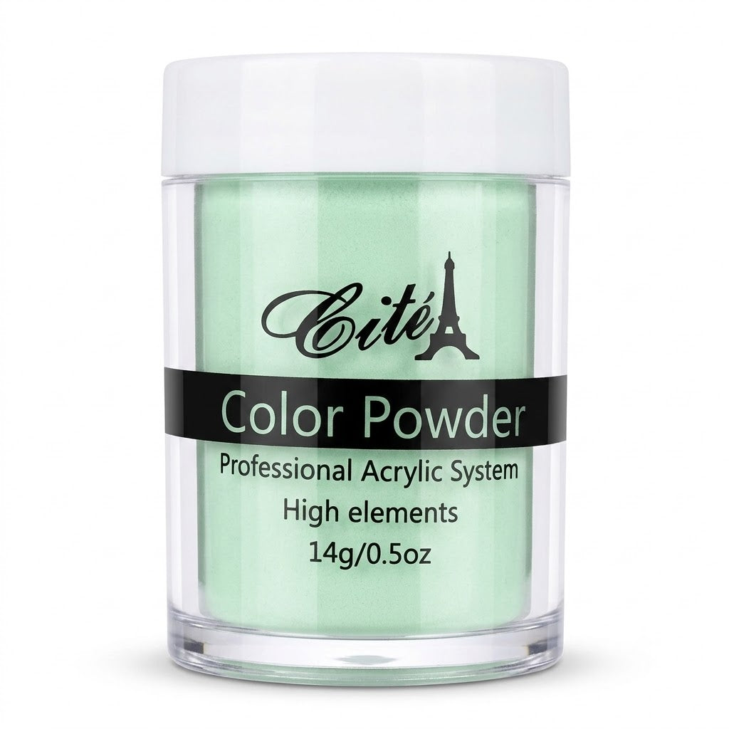 Cité Color Powder CAC0098 – Polvo Acrílico Verde Menta Pastel 14 g / 0.5 oz