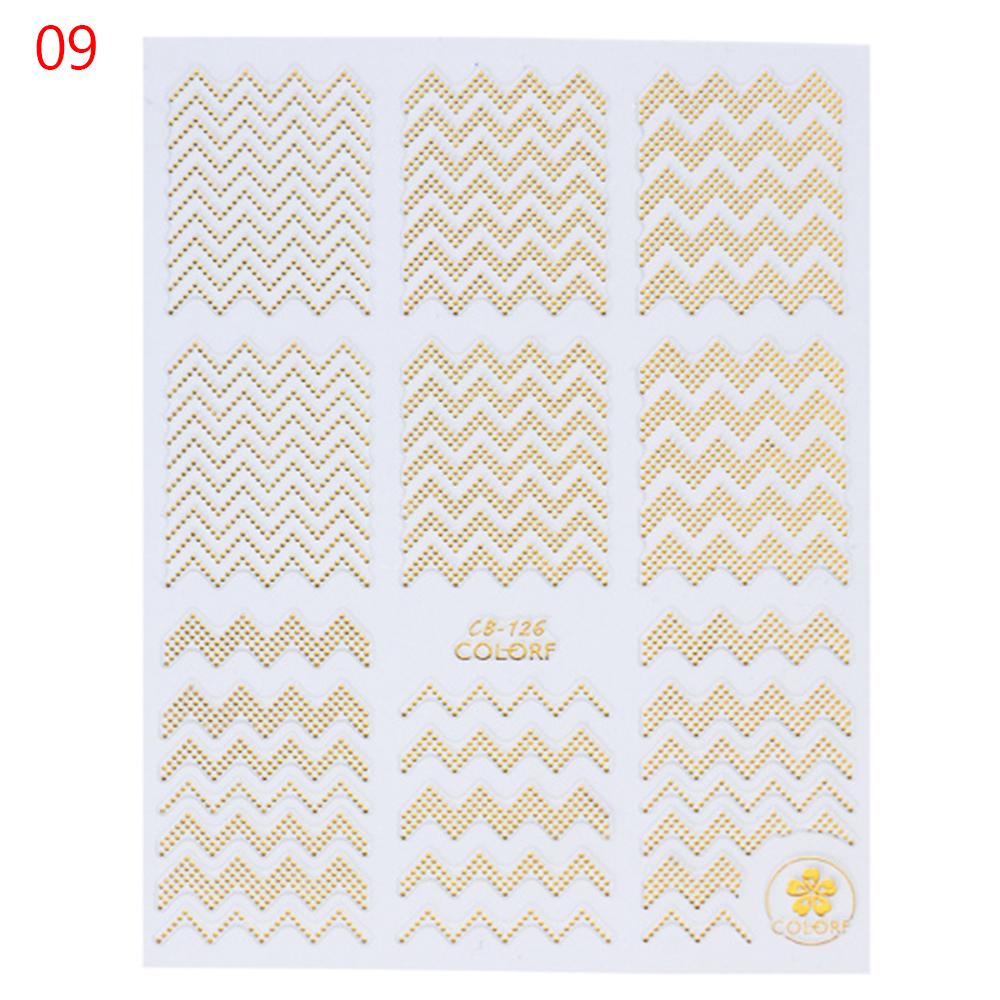 Pop Finger 3D Design Nail Stickers CB-126 – Líneas Chevron Doradas