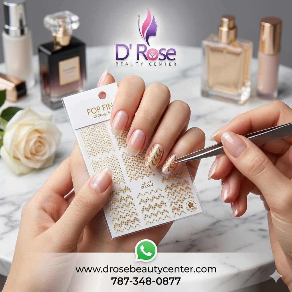 Pop Finger 3D Design Nail Stickers CB-126 – Líneas Chevron Doradas