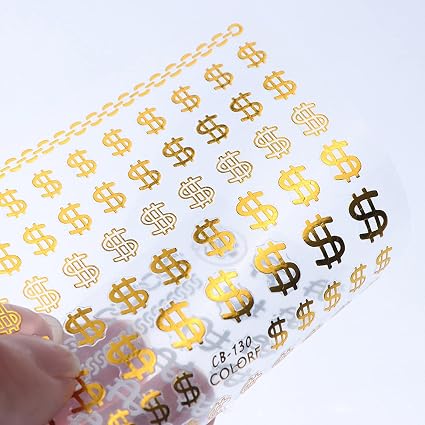 Pop Finger 3D Design Nail Stickers CB-130 – Signos de Dinero y Cadenas Doradas
