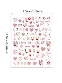 Pop Finger 3D Nail Stickers CB-203 – Corazones y Frases de Amor Rojas
