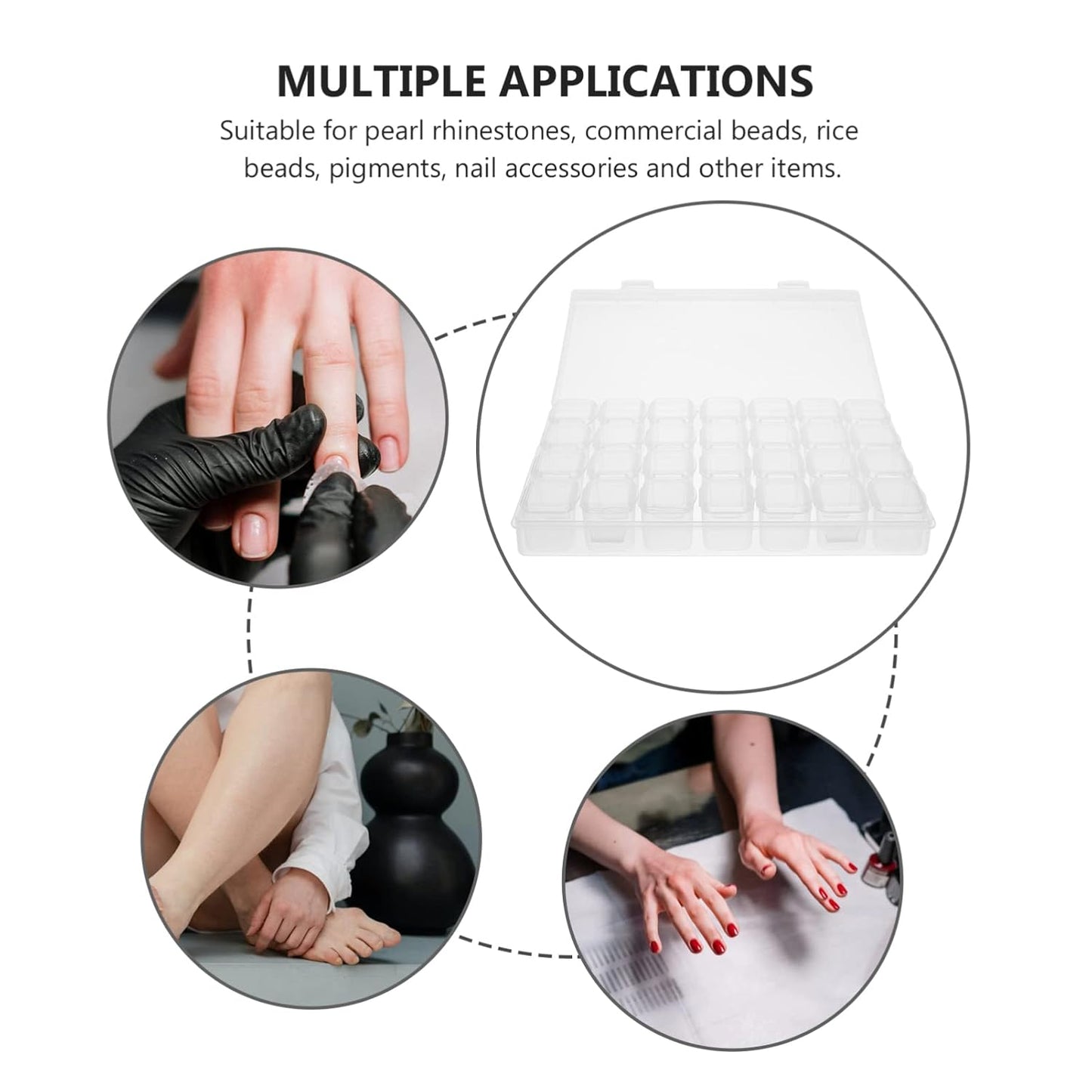 Cité Caja de Gangarrias Transparente 28 Grids CC001 – Organizador para Nail Art, Piedras y Accesorios