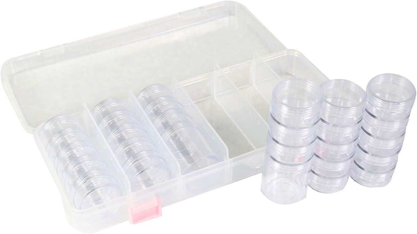 Cité Caja de Gangarrias Transparente 28 Frascos CC003 – Organizador para Nail Art, Piedras y Accesorios