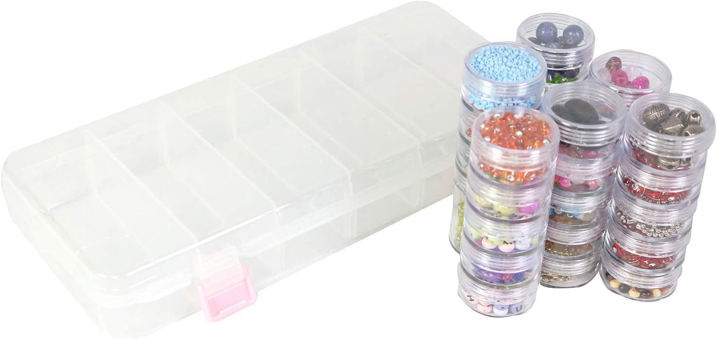 Cité Caja de Gangarrias Transparente 28 Frascos CC003 – Organizador para Nail Art, Piedras y Accesorios