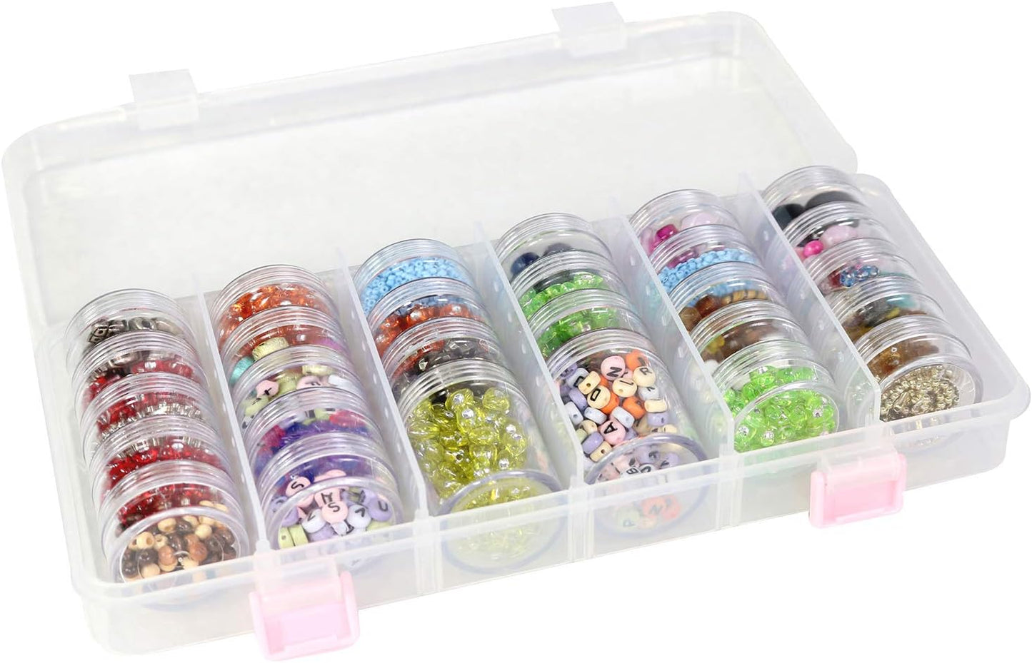 Cité Caja de Gangarrias Transparente 28 Frascos CC003 – Organizador para Nail Art, Piedras y Accesorios