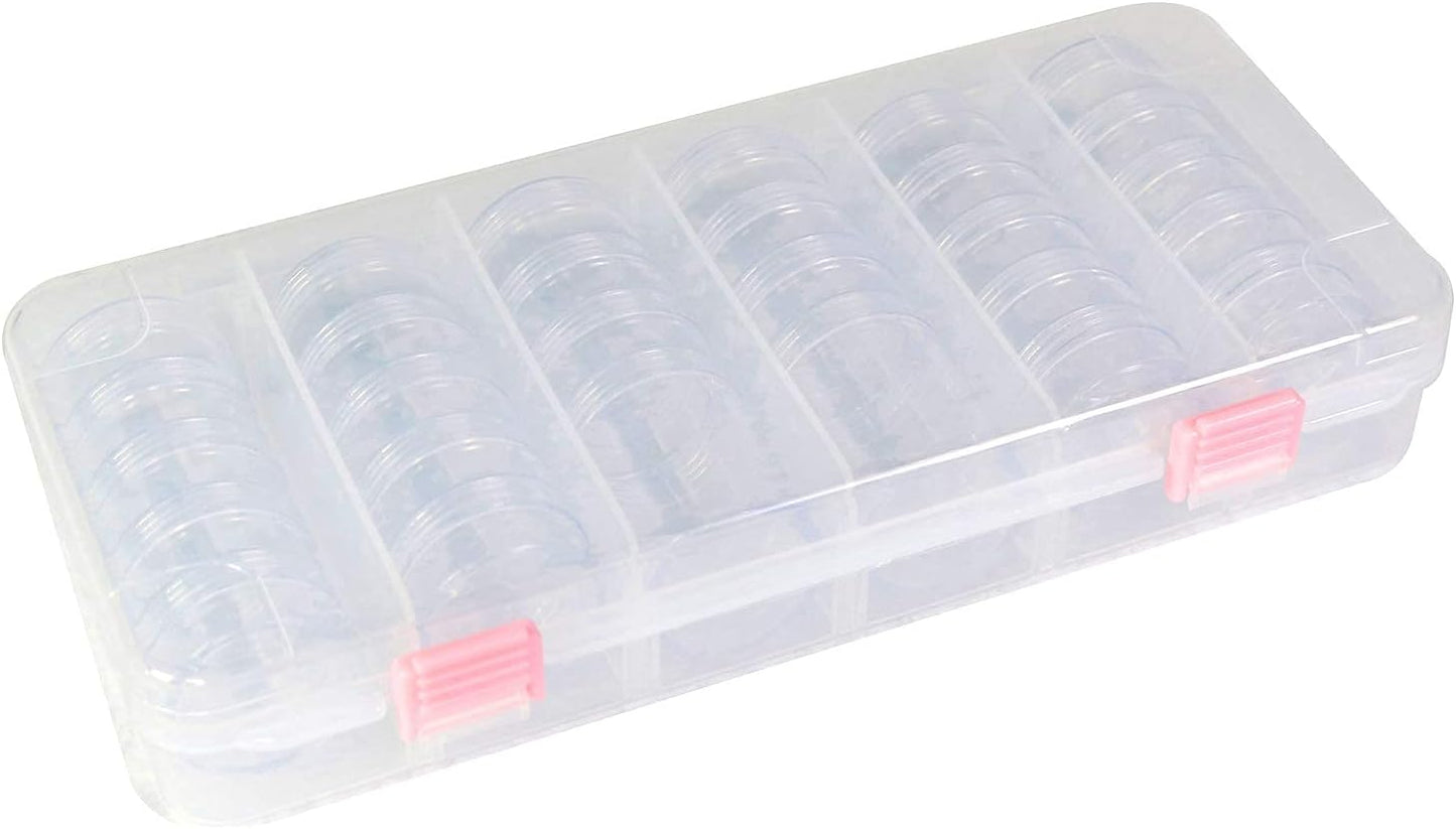 Cité Caja de Gangarrias Transparente 28 Frascos CC003 – Organizador para Nail Art, Piedras y Accesorios