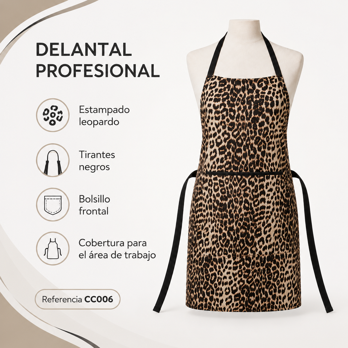 Cite of Paris Delantal Profesional Leopardo CC006