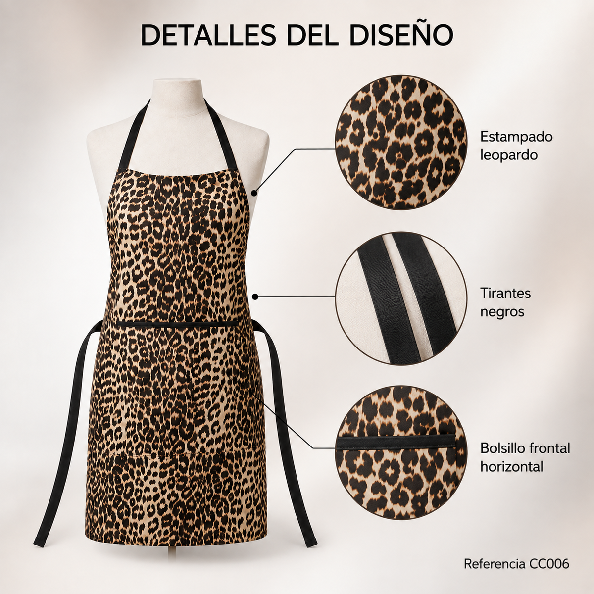 Cite of Paris Delantal Profesional Leopardo CC006