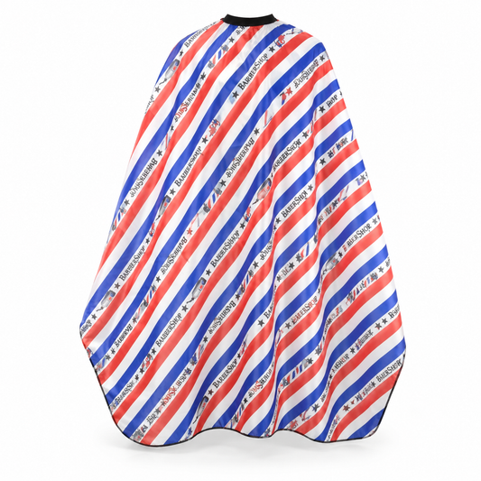 Cite of Paris Capa Profesional para Barbería CC018 – Diseño Rojo, Blanco y Azul