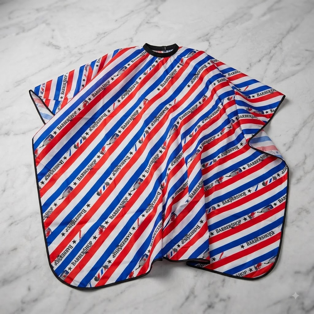 Cite of Paris Capa Profesional para Barbería CC018 – Diseño Rojo, Blanco y Azul